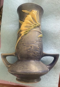 Vintage Roseville Pottery Blue Freesia Vase Shape 119-7 Flower Vase No Damage - Picture 1 of 14