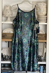 Neu mit Etikett Adrianna Papell Abendpaillettenkleid aus 100 % Seide Größe 10 Midi knielang - Bild 1 von 17