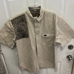 Mossy Oak Shirt Mens XL Beige Shooting Hunting Shooter Cotton Short Sleeve - Picture 1 of 5