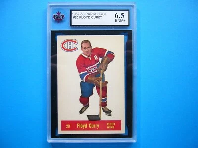 1957/58 PARKHURST NHL HOCKEY CARD #20 FLOYD CURRY KSA 6.5 EX/NM+ 57/58 PARKIE GL - Image 1 of 2