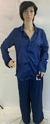 Maidenform Women's blue depths Prima Ballerina Luxe Satin Pj shirt& pant Set,M,L - Image 1 of 4