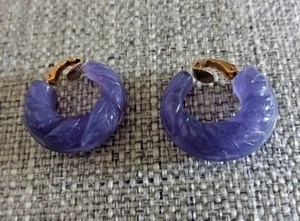 ORECCHINI CLIP ON VINTAGE ANELLO PLASTICA VIOLA - Foto 1 di 2