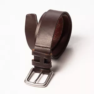 HACKETT Belt Solid Brown Leather 32/80 - Picture 1 of 4