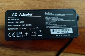 Notebook Netzteil Lenovo Model: PA - 65W /DC 20V, 3,25A / AC 1,6A/50-60Hz - Bild 1 von 3
