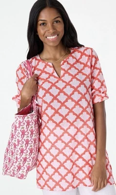 ROBERTA ROLLER RABBIT Tunic Top Blouse Jemina Kurta Pink Orange Lightweight - Image 1 of 4