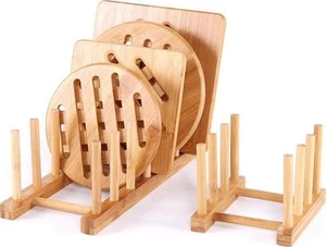 Bamboo Wooden Dish Rack Dishes Drainboard Drying Drainer Storage Holder NEW - Picture 1 of 7