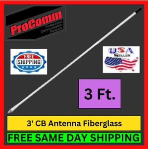 Antena Ham CB de fibra de vidrio ProComm JBC300-1W 3' 36" para radios 1000 vatios 3/8-24 - Imagen 1 de 7