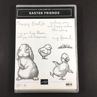 Набор марок Stampin Up Easter Friends кролик цыпленок утка фразы поговорки - Изображение 1 из 3