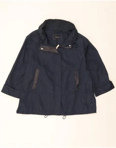 LUISA SPAGNOLI Womens Hooded 3/4 Sleeve Rain Jacket UK 14 Medium Navy Blue CA01 - Picture 1 of 3