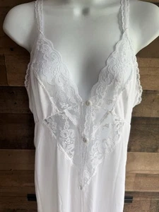 Vintage Frederick’s of Hollywood zierliches weißes transparentes Spitzen-Coquette-Schlupfkleid M - Bild 1 von 6