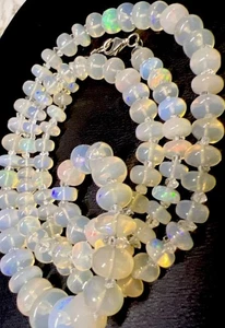Äthiopischer Opal durchscheinend mit Herkimer Diamanten 925 Halskette - Bild 1 von 10