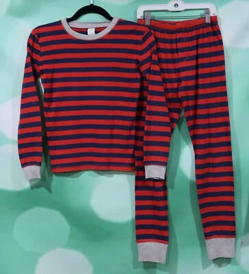 Mini Boden Boys Size 12 Red/Blue Gray  Trim Striped Two Piece Pajama Set - Image 1 of 4