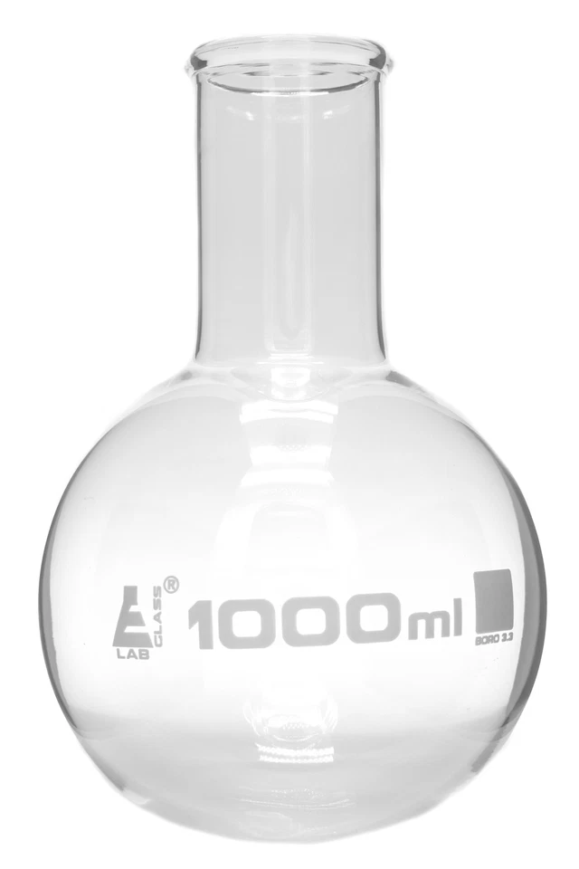 Boiling Flask, 1000ml, Borosilicate Glass, Wide Neck, Round Bottom - Eisco Labs
