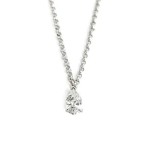 Pear Diamond Solitaire Station Pendant Necklace 14K White Gold, .63 CTW - Picture 1 of 6