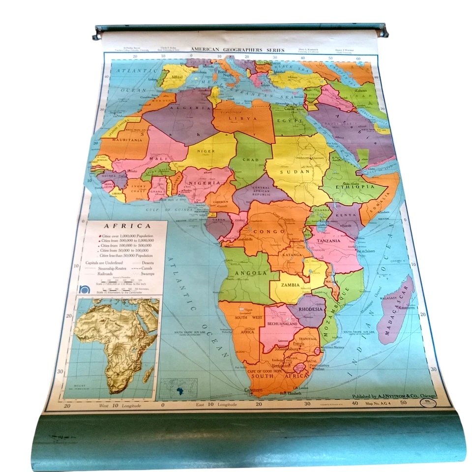 De colección A.J. Mapa de África del aula escolar Nystrom American Geographers AG 4 Foto 1 de 4