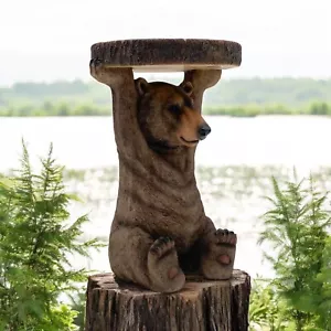 Comodino da caffè lato orso marrone 36 cm supporto piante statua animale polistone - Foto 1 di 5