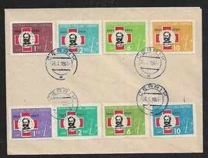 ALBANIA CERRIK LOCAL RED CROSS ISSUE SCOTT #649-52 ON FIRST DAY COVER 1963 - Picture 1 of 2