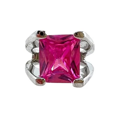 Lia Sophia Silver Tone Ring With Pink CZ Size 5 - Image 1 of 4