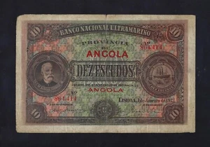 Portugal Portuguese Angola 10 escudos 1921 P-58 RARE FINE - Picture 1 of 2