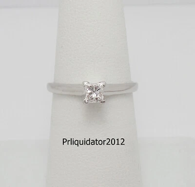 1/3CT Natural Princess Diamond Solitaire Engagement Wedding Ring 18K White Gold - Image 1 of 4