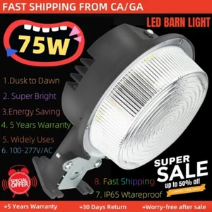 75W LED Barn Light 8400LM Dusk to Dawn 5000K Daylight Yard Lights with Photocell - Picture 1 of 20