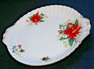 Plato redondo para servir Royal Albert Bone China Yuletide con asas borde dorado - Imagen 1 de 3