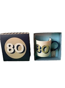 Luxus Geburtstag Tasse in Box 80 Blau Gold Creme Tee Kaffee Marke Geschenk Neu - Bild 1 von 10