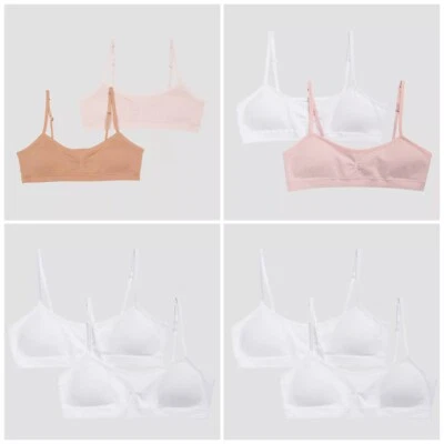 Sutiã sem costura Hanes para meninas (pacote com 8) branco rosa bege - Tamanho G (10-14) - Imagem 1 de 4