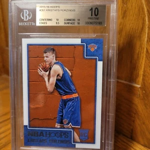 2015-16 NBA Hoops #261 Kristaps Porzingis RC BGS 10 PRISTINE POP 1 OF 15 - Picture 1 of 4