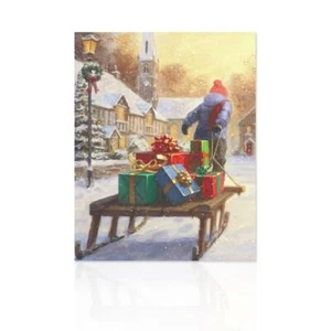 Quadro Natalizio Slitta con Regali Quadro arredo casa Quadro decorativo moderno - Picture 1 of 4