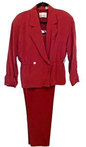 DANA BUCHMAN PETITES CORAL 2-PIECE TROUSER PANT AND JACKET LINED SET  8 PETITE - Picture 1 of 7