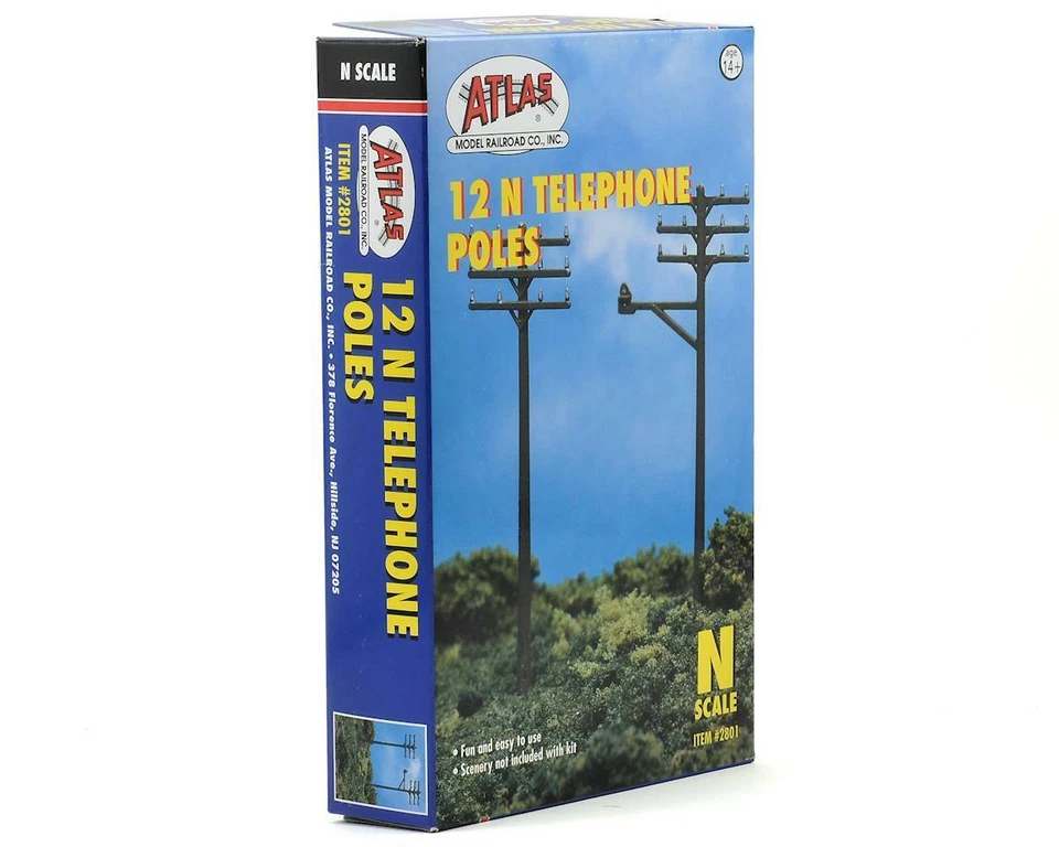 12 Telephone Poles N Scale Atlas Layout Diorama 2801