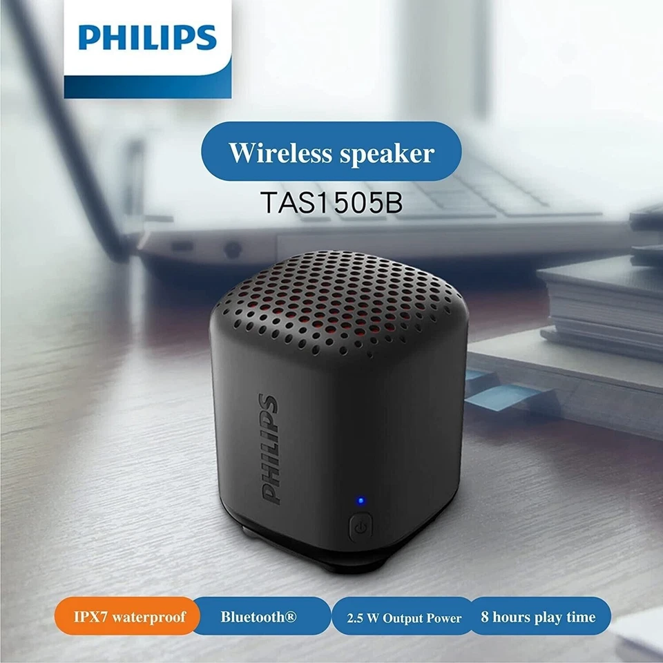 PHILIPS Mini Altavoz Bluetooth, Exterior Inalámbrico Portátil Pequeños Altavoces IPX7 Foto 1 de 4