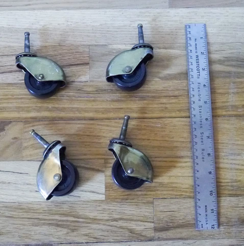 Set of four (4) furniture wheel casters brass chair table Cover