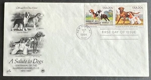 A SALUTE TO DOGS #2098-99 SEP 7 1984 NEW YORK NY FIRST DAY COVER (FDC) BX3-2 - Picture 1 of 1