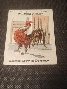 VTG 1800s SQUARE CORNER Single Swap Playing Card Good Luck Rooster Crow Doorway - Picture 1 of 4