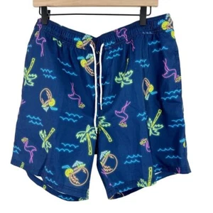Goodfellow & Co Waterloo Flamingo Print Above Knee Swim Trunks Green Size Large - Picture 1 of 11