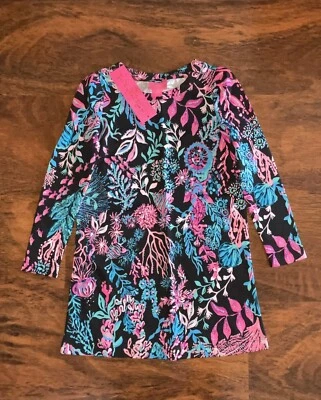 Lilly Pulitzer Girl SMALL 4-5 Twilight Coral MINI JANSEN DRESS Knit Onyx NWT - Image 1 of 4