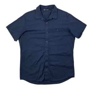 Travis Mathew Shirt Mens L Large Navy White Studebaker Button Up Short Sleeve - Picture 1 of 10