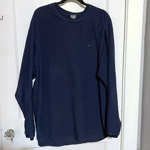 Vintage Nike Small Swoosh Logo Fleece Crewneck Sweatshirt Navy Blue Size XL - Picture 1 of 6