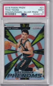 2018 Panini Prizm TRAE YOUNG RC Rookie SILVER PRIZM FRESHMAN PHENOMS #21 PSA 9 - Bild 1 von 2