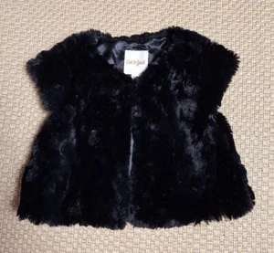 Cat And Jack Girls Fancy Black Faux Fur Sleeveless Lined Warm Vest Size XS 4/ 5 - Picture 1 of 6