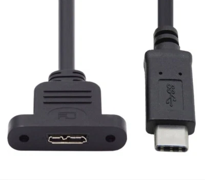 USB C to Micro B 3.0 Screw Mount Extension Cable | Male to Female | 0.5m - Image 1 of 4