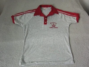 Vintage Iowa State Cyclones Shirt Adult Large Gray Red Stevenson 70s Made in USA - Picture 1 of 17