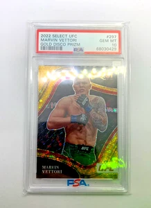 UFC 2022 "MARVIN VETTORI" #297 Gold Disco Prizm 08/10 PSA 10 Octagonside Select - Picture 1 of 4