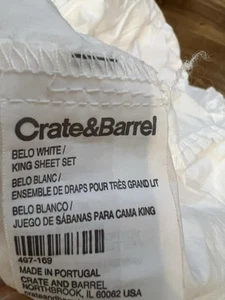 Crate & and Barrel KING WHITE Spannbettlaken 100% Baumwolle Hergestellt in Portugal - Bild 1 von 10