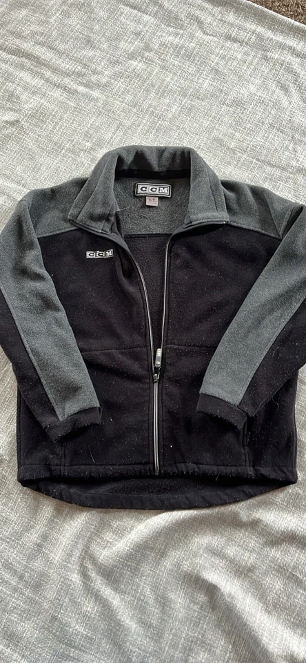 CCM Jacket Mens Small Black Fleece Full Zip Activewear Zip Pockets Hockey - Image 1 of 1