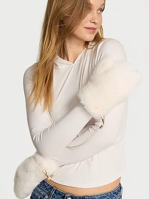 Victoria's Secret Luxe Faux Fur Mittens NWT - Image 1 of 3