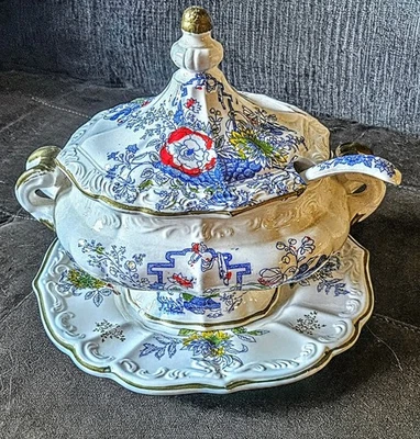 Vintage Transferware Soup Tureen, with Cover, Ladle, & Serving Platter - Image 1 of 4