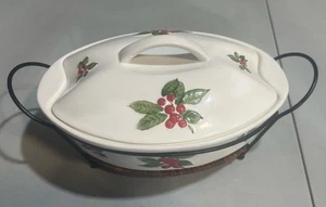 "Vajilla para hornear Temptations Holly blanca ovalada cubierta panadería Navidad 11,5""" - Imagen 1 de 7